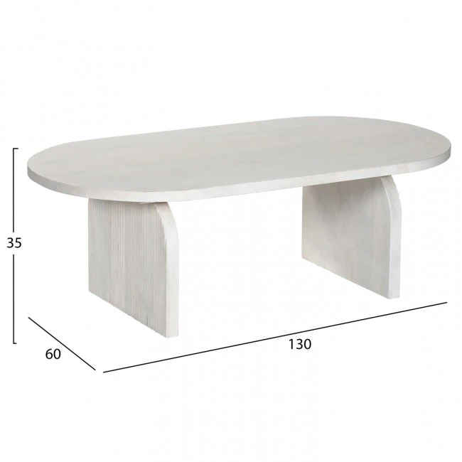 ΤΡΑΠΕΖΙ ΣΑΛΟΝΙΟΥ ΟΒΑΛ HONKY HM9710 ΜΑΣΙΦ ΞΥΛΟ MANGO- ΛΕΥΚΟ 130x60x40Υεκ.