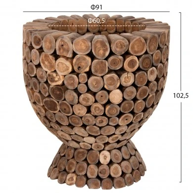 ΤΡΑΠΕΖΙ BAR ΣΤΡΟΓΓΥΛΟ LEEROY HM9806 KOMMATIA ΞΥΛΟΥ TEAK Φ900x103Υεκ.