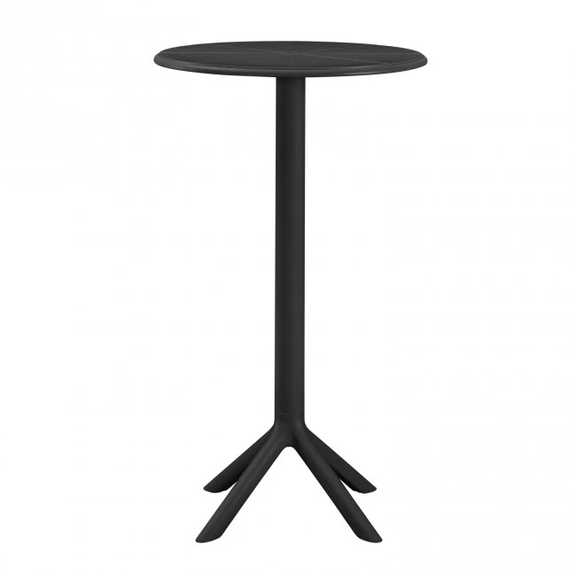 ΤΡΑΠΕΖΙ ΜΠΑΡ ΣΤΡΟΓΓΥΛΟ TERRIN HM6126.12 ΠΟΛΥΠΡΟΠΥΛΕΝΙΟ ΜΑΥΡΟ Φ61x107Υεκ.