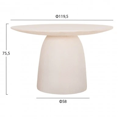 ΤΡΑΠΕΖΙ ΤΡΑΠΕΖΑΡΙΑΣ ΣΤΡΟΓΓΥΛΟ SEPPO HM18154.02 FIBER CEMENT ΛΕΥΚΟ--Φ119,5x75,5Υεκ.