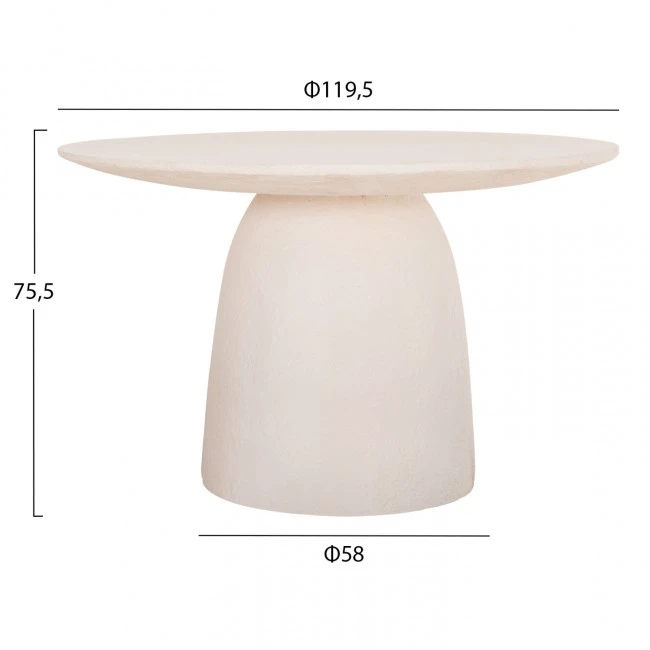 ΤΡΑΠΕΖΙ ΤΡΑΠΕΖΑΡΙΑΣ ΣΤΡΟΓΓΥΛΟ SEPPO HM18154.02 FIBER CEMENT ΛΕΥΚΟ--Φ119,5x75,5Υεκ.