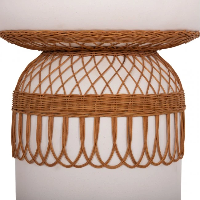 ΒΟΗΘΗΤΙΚΟ ΤΡΑΠΕΖΙ PRILEP HM18159.02 FIBER CEMENT ΛΕΥΚΟ & RATTAN--Φ60x76,5Υεκ