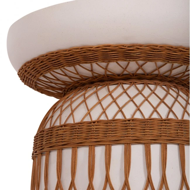 ΒΟΗΘΗΤΙΚΟ ΤΡΑΠΕΖΙ PRILEP HM18159.02 FIBER CEMENT ΛΕΥΚΟ & RATTAN--Φ60x76,5Υεκ