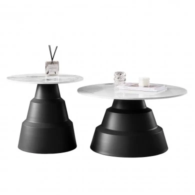 ΣΕΤ 2 ΤΡΑΠΕΖΙΑ ΣΑΛΟΝΙΟΥ LIDOX HM18306.02 SINTERED STONE TOP- SNOW WHITE ΧΡΩΜΑ Φ50 & Φ70