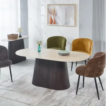 ΤΡΑΠΕΖΙ ΟΒΑΛ CATER HM18320 ΚΕΡΑΜΙΚΟ TOP ΟΨΗ ΤΡΑΒΕΡΤΙΝΑΣ-MDF ΒΑΣΗ 180x90x74Υεκ