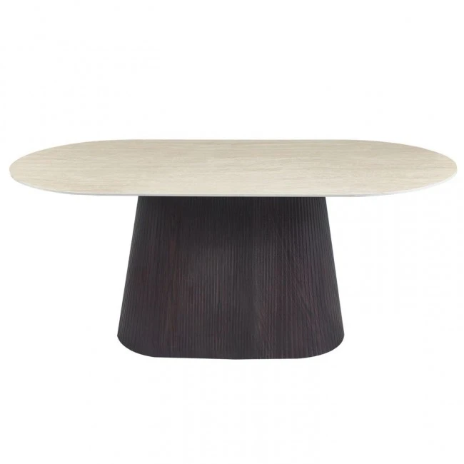 ΤΡΑΠΕΖΙ ΟΒΑΛ CATER HM18320 ΚΕΡΑΜΙΚΟ TOP ΟΨΗ ΤΡΑΒΕΡΤΙΝΑΣ-MDF ΒΑΣΗ 180x90x74Υεκ