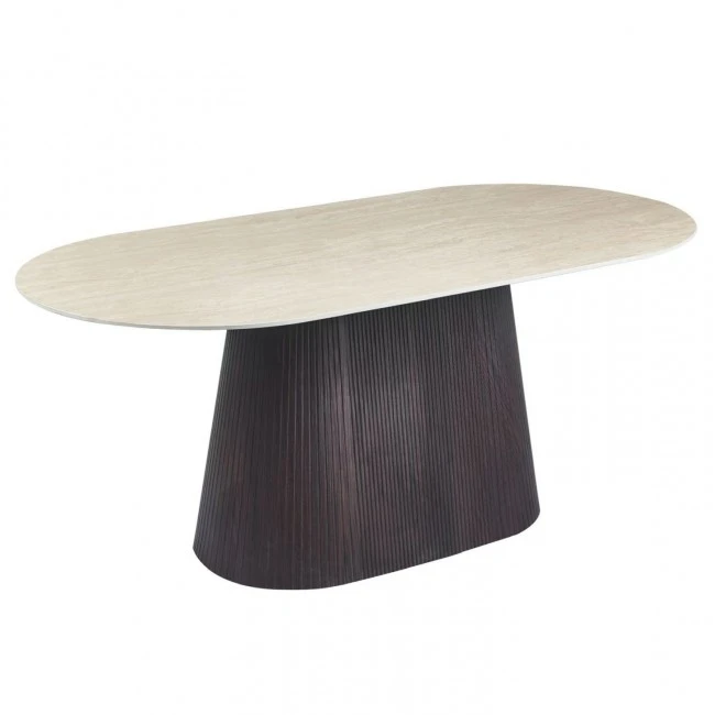 ΤΡΑΠΕΖΙ ΟΒΑΛ CATER HM18320 ΚΕΡΑΜΙΚΟ TOP ΟΨΗ ΤΡΑΒΕΡΤΙΝΑΣ-MDF ΒΑΣΗ 180x90x74Υεκ