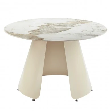 ΤΡΑΠΕΖΙ ΤΡΑΠΕΖΑΡΙΑΣ ΣΤΡΟΓΓΥΛΟ SEDAR HM18326 ΚΕΡΑΜΙΚΟ TOP--ΚΡΕΜ ΜΕΤΑΛ.ΠΟΔΙΑ Φ120x78Υ