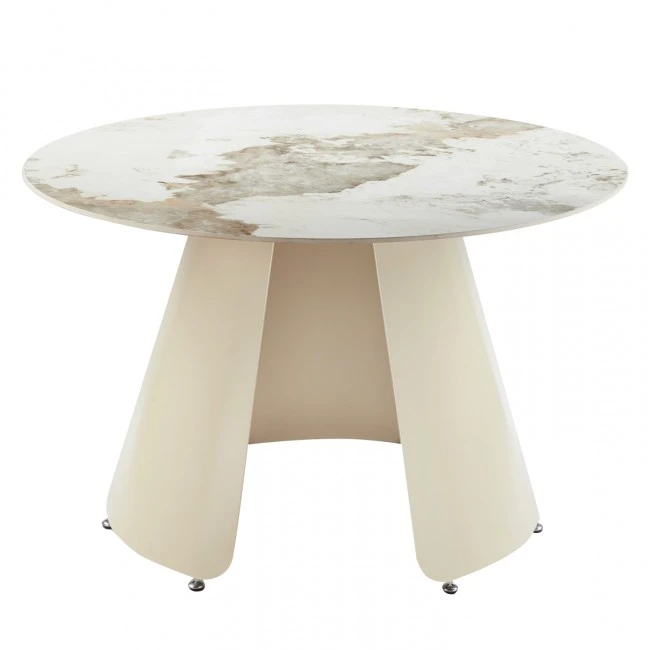 ΤΡΑΠΕΖΙ ΤΡΑΠΕΖΑΡΙΑΣ ΣΤΡΟΓΓΥΛΟ SEDAR HM18326 ΚΕΡΑΜΙΚΟ TOP--ΚΡΕΜ ΜΕΤΑΛ.ΠΟΔΙΑ Φ120x78Υ