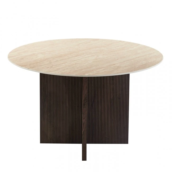 ΤΡΑΠΕΖΙ ΤΡΑΠΕΖΑΡΙΑΣ ΣΤΡΟΓΓΥΛΟ SKY HM18331 ΚΕΡΑΜΙΚΟ TOP ΟΨΗ ΤΡΑΒΕΡΤΙΝΑΣ Φ120x76Υεκ