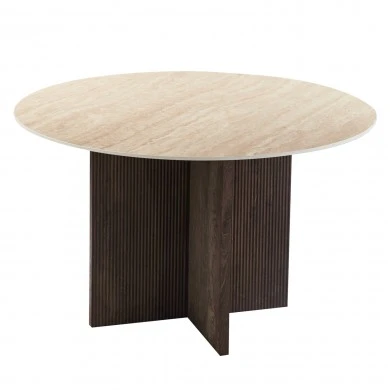 ΤΡΑΠΕΖΙ ΤΡΑΠΕΖΑΡΙΑΣ ΣΤΡΟΓΓΥΛΟ SKY HM18331 ΚΕΡΑΜΙΚΟ TOP ΟΨΗ ΤΡΑΒΕΡΤΙΝΑΣ Φ120x76Υεκ