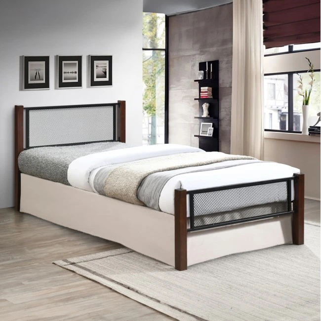 ΚΡΕΒΑΤΙ ΜΟΝΟ RAYVEN HM689 ΞΥΛΟ ΣΕ DIRTY OAK-ΜΕΤΑΛΛΟ ΣΕ ΜΑΥΡΟ--ΓΙΑ 90x190εκ