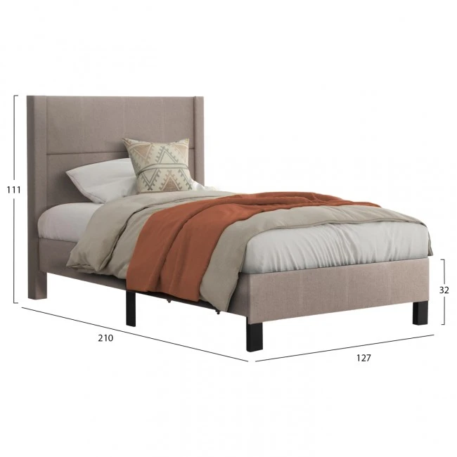 ΚΡΕΒΑΤΙ TRILLOP HM667.15 ΜΠΕΖ ΥΦΑΣΜΑ ΓΙΑ ΜΟΝΟ ΣΤΡΩΜΑ 120X200εκ.