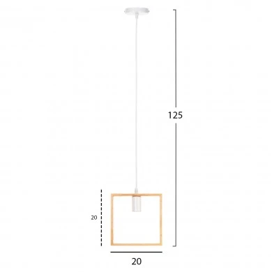 ΦΩΤΙΣΤΙΚΟ ΟΡΟΦΗΣ ΚΡΕΜΑΣΤΟ HM4071 ΞΥΛΙΝΟ TΕΤΡΑΓΩΝΟ ΚΑΠΕΛΟ-ΛΕΥΚΟ ΚΑΛΩΔΙΟ 20Χ125Υ