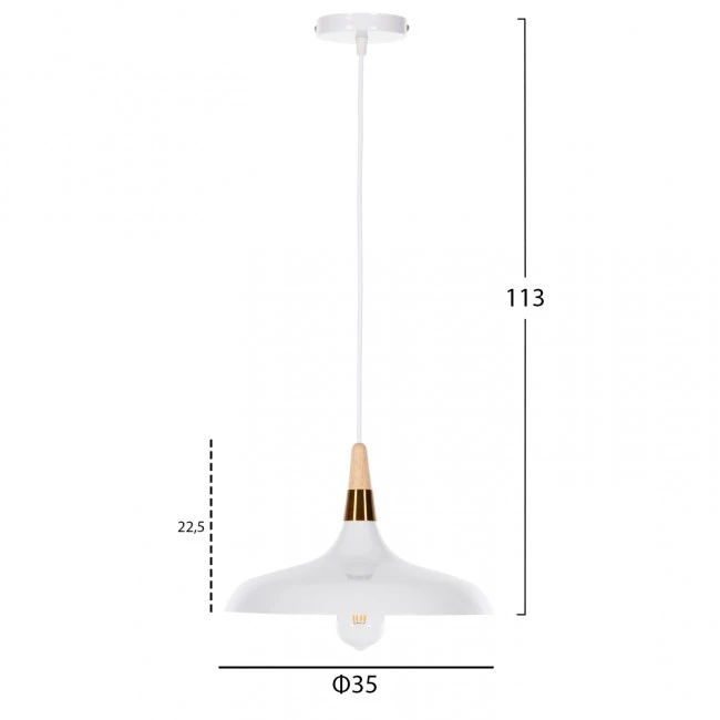 ΦΩΤΙΣΤΙΚΟ ΟΡΟΦΗΣ ΚΡΕΜΑΣΤΟ HM4081 ΛΕΥΚΟ ΜΕΤΑΛΛΟ-ΞΥΛΙΝΗ ΛΕΠΤΟΜΕΡΕΙΑ 35x35x113Υεκ