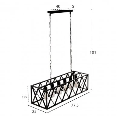 ΦΩΤΙΣΤΙΚΟ ΟΡΟΦΗΣ ΚΡΕΜΑΣΤΟ HM4128 6ΦΩΤΟ-ΜΑΥΡΟΣ ΜΕΤΑΛΛΙΚΟΣ ΣΚΕΛΕΤΟΣ 77,5x25x101Yεκ.