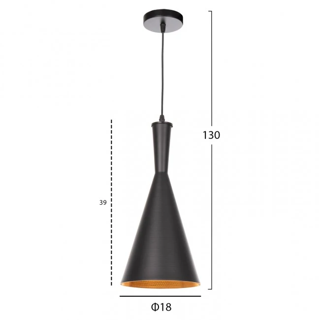 ΦΩΤΙΣΤΙΚΟ ΟΡΟΦΗΣ ΚΡΕΜΑΣΤΟ HM4134 ΜΑΥΡΟ ΜΕΤΑΛΛΙΚΟ ΚΑΠΕΛΟ Φ18x130Yεκ.