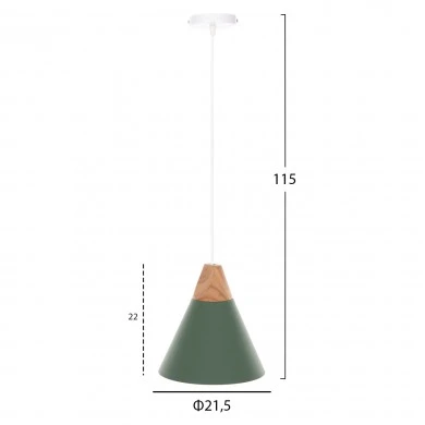 ΦΩΤΙΣΤΙΚΟ ΟΡΟΦΗΣ ΚΡΕΜΑΣΤΟ HM4152 ΠΡΑΣΙΝΟ ΜΕΤΑΛΛΙΚΟ ΚΑΠΕΛΟ Φ21,5x115Υ εκ.