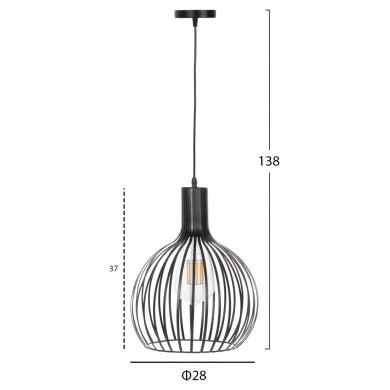 ΦΩΤΙΣΤΙΚΟ ΟΡΟΦΗΣ ΚΡΕΜΑΣΤΟ HM4164 ΜΑΥΡΟ ΜΕΤΑΛΛΙΚΟ ΚΑΠΕΛΟ Φ28x138Υεκ.