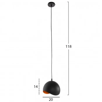 ΦΩΤΙΣΤΙΚΟ ΟΡΟΦΗΣ ΚΡΕΜΑΣΤΟ HM4165.01 ΜΕΤΑΛΛΙΚΗ ΣΦΑΙΡΑ ΜΑΥΡΟ-ΠΟΡΤΟΚΑΛΙ Φ20x118Υεκ.