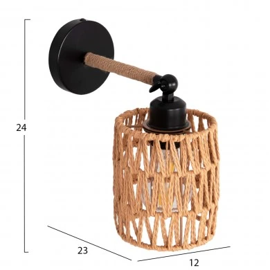 ΑΠΛΙΚΑ ΤΟΙΧΟΥ STOLT2 HM4484 ΜΕΤΑΛΛΙΚΗ ΒΑΣΗ-ΣΧΟΙΝΙ- [Ε27] 12x23x24Υεκ.