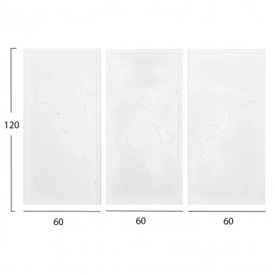 ΠΙΝΑΚΑΣ 3-ΠΤΥΧΟΣ WORLD MAP SANTORINI HM4504 MDF ΣΕ ΥΠΟΛΕΥΚΟ ΧΡΩΜΑ 180x4(πάχος)x120Υεκ.