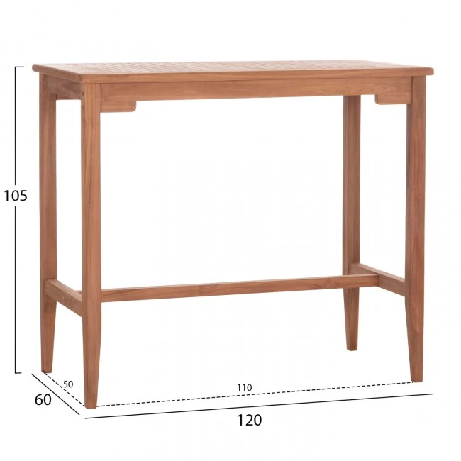 ΤΡΑΠΕΖΙ ΜΠΑΡ CRANSTON HM18111 ΞΥΛΟ ΤΕΑΚ--ΦΥΣΙΚΟ ΧΡΩΜΑ 120x60x105Υεκ.