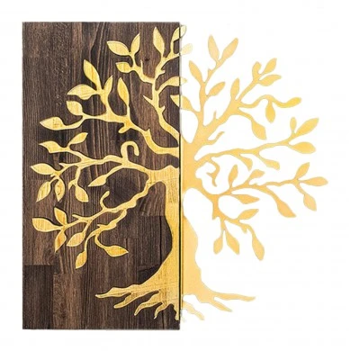 ΔΙΑΚΟΣΜΗΤΙΚΟ ΤΟΙΧΟΥ ΔΕΝΤΡΟ HM4751-ΦΥΛΛΑ ΜΕΤΑΛΛΟΥ ΧΡΥΣΑ-ΞΥΛΟ 58x3(βάθος)x58Υεκ.
