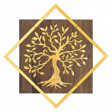 ΔΙΑΚΟΣΜΗΤΙΚΟ ΤΟΙΧΟΥ ΔΕΝΤΡΟ HM4752-ΦΥΛΛΑ ΜΕΤΑΛΛΟΥ ΧΡΥΣΑ-ΞΥΛΟ 54x3(βάθος)x54Υεκ.