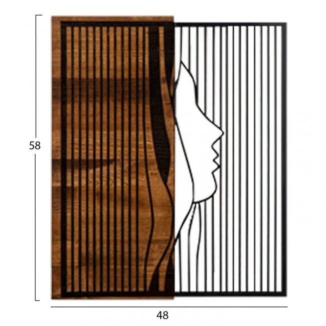 ΔΙΑΚΟΣΜΗΤΙΚΟ ΤΟΙΧΟΥ ΠΡΟΦΙΛ ΓΥΝΑΙΚΑΣ HM4801-ΦΥΛΛΑ ΜΕΤΑΛΛΟΥ-ΞΥΛΟ 48x3(βάθος)x58Υεκ.