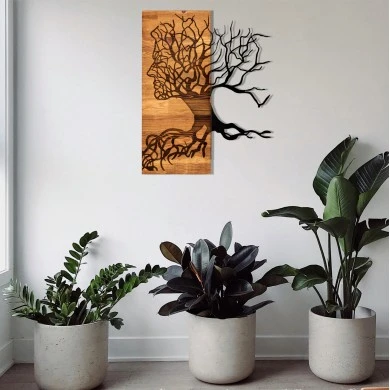 ΔΙΑΚΟΣΜΗΤΙΚΟ ΤΟΙΧΟΥ HM4804-ΦΥΛΛΑ ΜΕΤΑΛΛΟΥ ΜΑΥΡΑ-ΞΥΛΟ 45x3(βάθος)x58Υεκ.