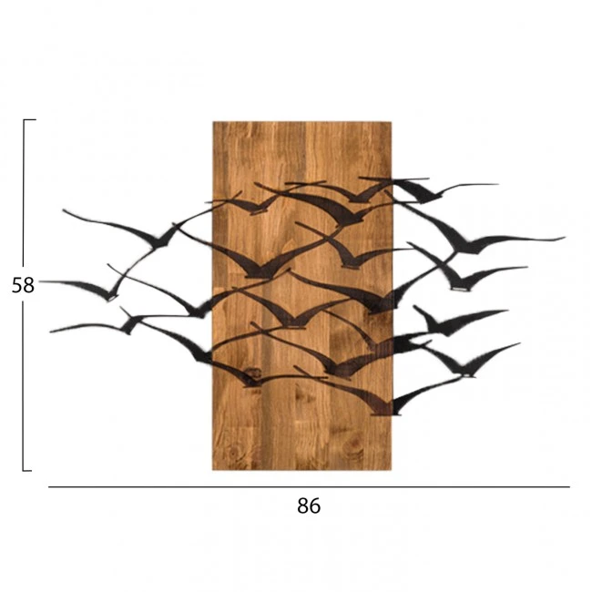 ΔΙΑΚΟΣΜΗΤΙΚΟ ΤΟΙΧΟΥ ΠΟΥΛΙΑ HM4805-ΦΥΛΛΑ ΜΕΤΑΛΛΟΥ ΜΑΥΡΑ-ΞΥΛΟ 86x3(βάθος)x58Υεκ.