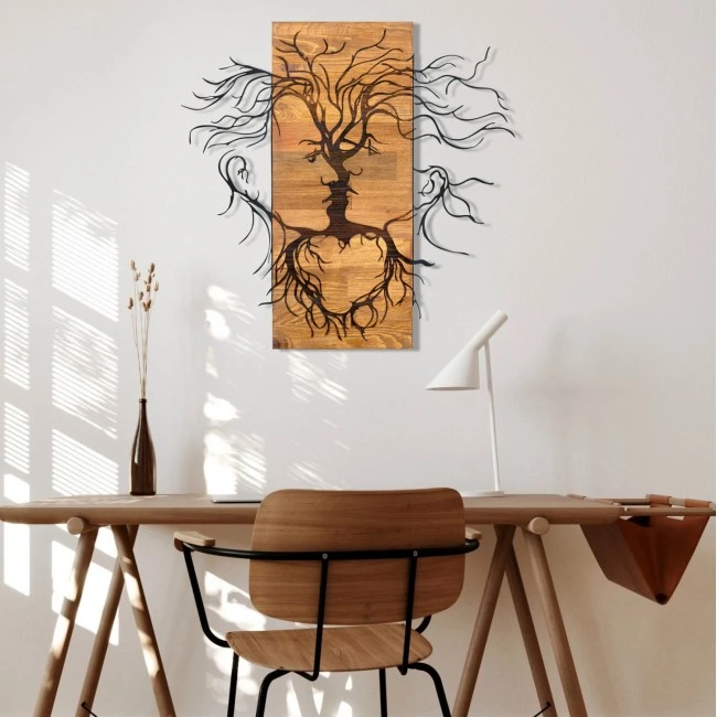 ΔΙΑΚΟΣΜΗΤΙΚΟ ΤΟΙΧΟΥ FACES HM4807-ΦΥΛΛΑ ΜΕΤΑΛΛΟΥ ΜΑΥΡΑ-ΞΥΛΟ 60x3(βάθος)x57,5Υεκ.