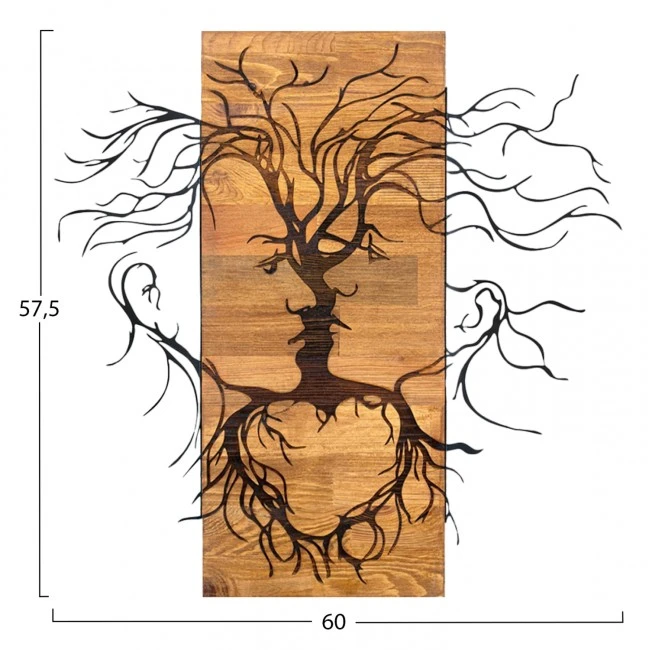 ΔΙΑΚΟΣΜΗΤΙΚΟ ΤΟΙΧΟΥ FACES HM4807-ΦΥΛΛΑ ΜΕΤΑΛΛΟΥ ΜΑΥΡΑ-ΞΥΛΟ 60x3(βάθος)x57,5Υεκ.