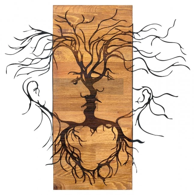 ΔΙΑΚΟΣΜΗΤΙΚΟ ΤΟΙΧΟΥ FACES HM4807-ΦΥΛΛΑ ΜΕΤΑΛΛΟΥ ΜΑΥΡΑ-ΞΥΛΟ 60x3(βάθος)x57,5Υεκ.