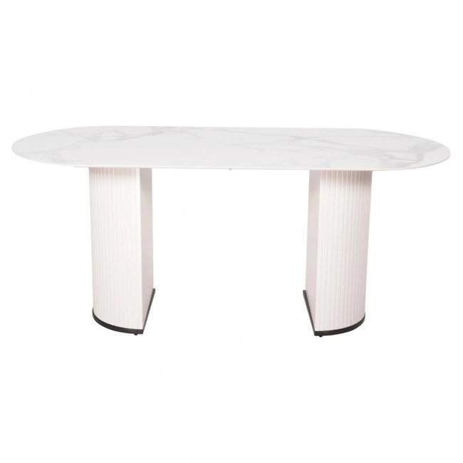 ΤΡΑΠΕΖΙ ΤΡΑΠΕΖΑΡΙΑΣ CORBY HM9771.01 12mmΚΕΡΑΜΙΚΟ ΛΕΥΚΟ ΜΑΡΜΑΡΟ-MDF ΛΕΥΚΟ 180x90x76Υ εκ.