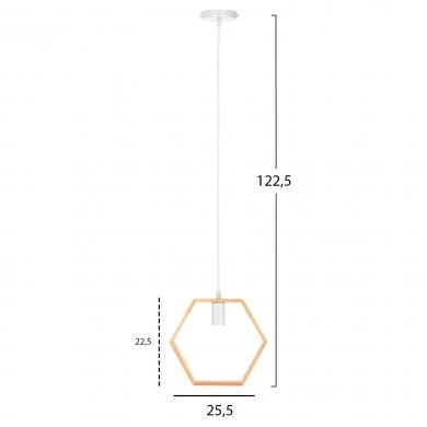 ΦΩΤΙΣΤΙΚΟ ΟΡΟΦΗΣ ΚΡΕΜΑΣΤΟ HM4070 ΞΥΛΙΝΟ ΕΞΑΓΩΝΟ ΚΑΠΕΛΟ-ΛΕΥΚΟ ΚΑΛΩΔΙΟ 25,5Χ122,5Υ