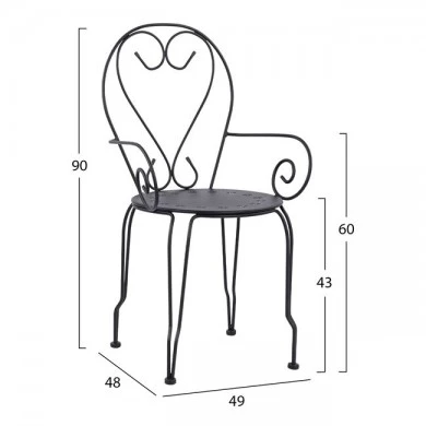 ΚΑΡΕΚΛΑ ΠΟΛΥΘΡΟΝΑ ΜΕΤΑΛΛΙΚΗ AMORE ΜΑΥΡΗ HM5008.11 49x48x90 εκ.