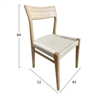 ΚΑΡΕΚΛΑ ΤΡΑΠΕΖΑΡΙΑΣ PONTUS HM9322.01 ΞΥΛΟ ΦΡΑΞΙΝΟΥ ΜΕ ΚΑΘΙΣΜΑ ΣΧΟΙΝΙ- ΦΥΣΙΚΟ 47x52x80Υεκ.