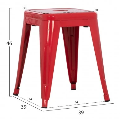 ΣΚΑΜΠΟ ΜΕΤΑΛΛΙΚΟ MELITA HM0096.44 ΣΕ ΚΟΚΚΙΝΟ ΧΡΩΜΑ 37x37x45Υεκ.