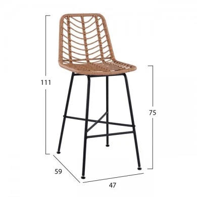 ΣΚΑΜΠΟ ΜΕΤΑΛΛΙΚΟ GAVIN HM5706 ΜΕ WICKER ΜΠΕΖ 47Χ59Χ111Υ εκ.