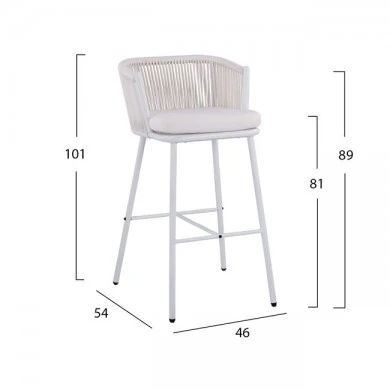 ΣΚΑΜΠΟ BROGAN ΜΕ ΜΕΤΑΛΛΙΚΟ ΣΚΕΛΕΤΟ ΚΑΙ ΣΧΟΙΝΙ ΛΕΥΚΟ HM5714.03 46x54x101 εκ.