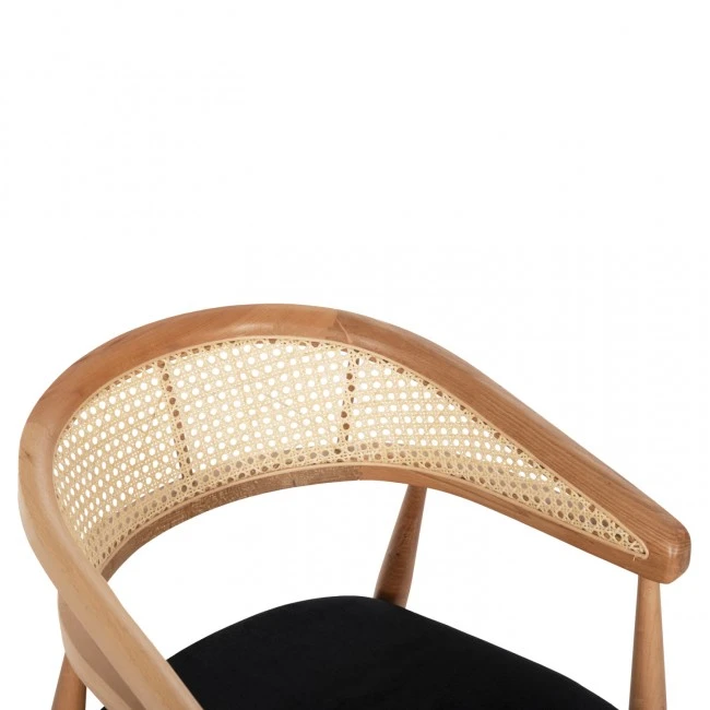 ΠΟΛΥΘΡΟΝΑ KOMODUS HM18012.02 ΞΥΛΟ ΟΞΙΑΣ-RATTAN-ΥΦΑΣΜΑ ΣΕ ΜΑΥΡΟ 55x49x80Υεκ.