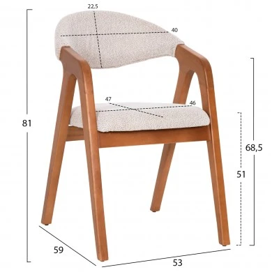 ΠΟΛΥΘΡΟΝΑ ENOR HM18020.01 ΞΥΛΟ ΟΞΙΑΣ ΦΥΣΙΚΟ-ΥΦΑΣΜΑ ΜΠΕΖ 53x59x81Υεκ.