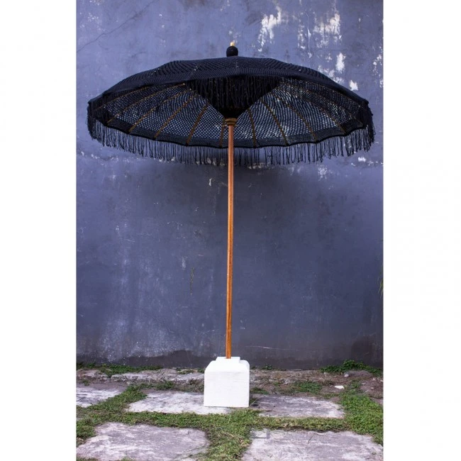 ΟΜΠΡΕΛΑ ΜΠΑΛΙΝΕΖΙΚΗ ΜΑΚΡΑΜΕ ΜΑΥΡΗ ΞΥΛO TEAK Φ200X250εκ. HM6035.03