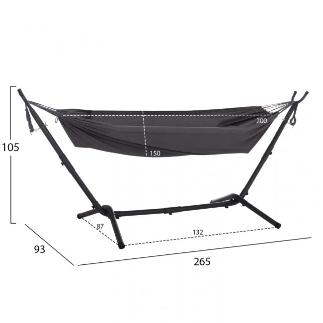 ΑΙΩΡΑ CRAVE HM6304.01 ΑΝΘΡΑΚΙ ΜΕΤΑΛΛΙΚΟΣ ΣΚΕΛΕΤΟΣ-ΣΚΟΥΡΟ ΓΚΡΙ ΥΦΑΣΜΑ 265x93x105Υεκ