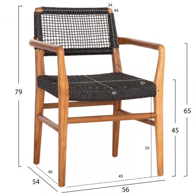 ΠΟΛΥΘΡΟΝΑ ΤΡΑΠΕΖΑΡΙΑΣ ROSCO HM6132.02 ΞΥΛΟ ΤΕΑΚ-ΣΧΟΙΝΙ VIRO ΜΑΥΡΟ 56x54x79Υεκ.