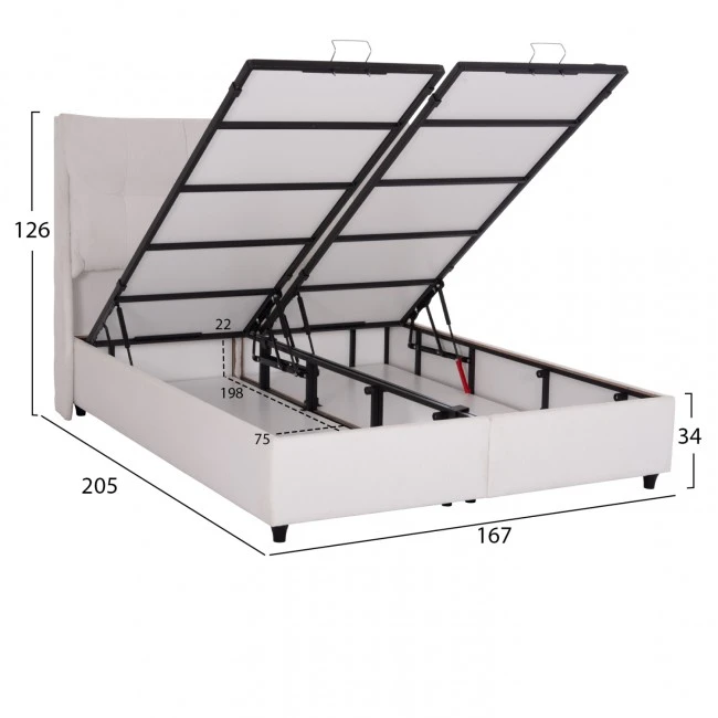 ΚΡEΒΑΤΙ ΜΕ ΑΠΟΘΗΚΕΥΤΙΚΟ ΧΩΡΟ DREAMLET HM716.03 ΛΕΥΚΟ ΜΠΟΥΚΛΕ- ΓΙΑ ΣΤΡΩΜΑ 160x200εκ.