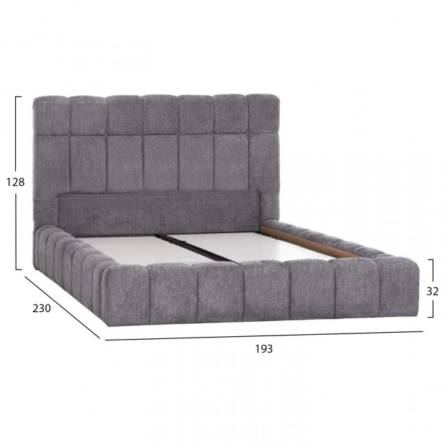 ΚΡΕΒΑΤΙ RAMON ΜΕ ΑΠΟΘ. ΧΩΡΟ HM720.22 ΥΦΑΣΜΑ TEDDY ΓΚΡΙ-ΓΙΑ ΣΤΡΩΜΑ 160x200εκ