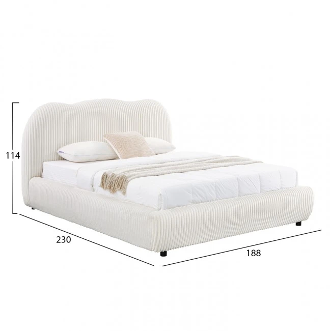 ΚΡΕΒΑΤΙ ΔΙΠΛΟ ΜΕ ΑΠΟΘ.ΧΩΡΟ KALLY HM729.03 ΜΠΕΖ FEAUX FUR ΥΦΑΣΜΑ--ΣΤΡΩΜΑ 160x200εκ